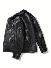 Men's Lapel Faux Leather Jacket Spring Fall
