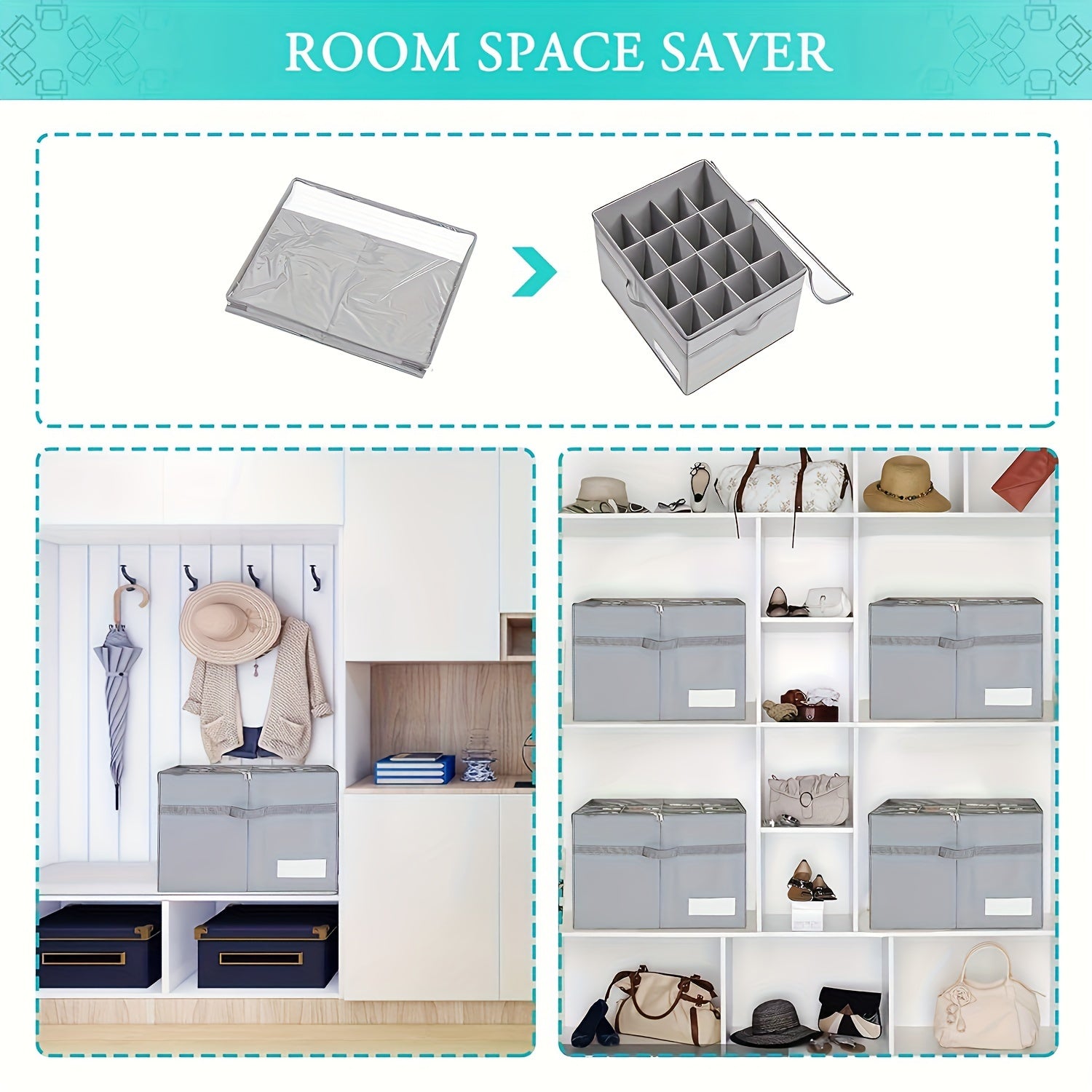 16 Grids Shoe Storage Bag Under Bed Dustproof Shoes Organizer