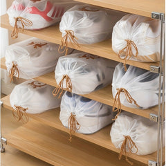 10pcs Dustproof Shoe Storage Bag with Drawstring for Travel and Home