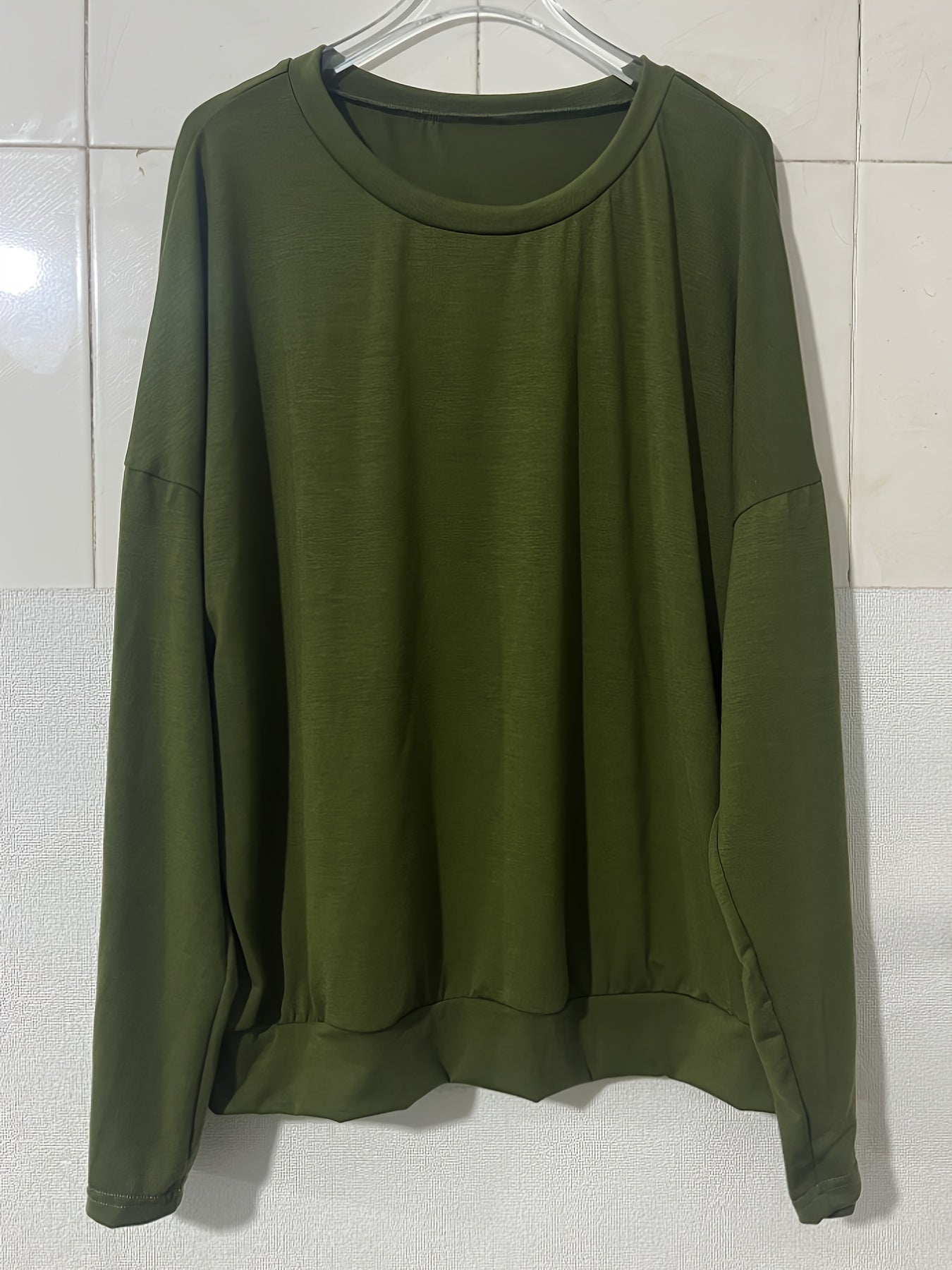 2 Piece Casual Outfit: Solid Top & Drawstring Pants Set