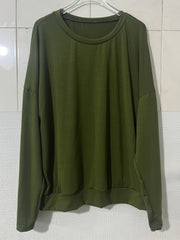 2 Piece Casual Outfit: Solid Top & Drawstring Pants Set