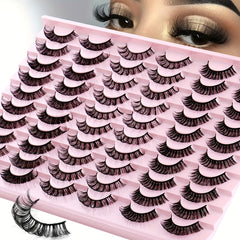 30 Pairs Daily Curling Thick Natural Fiber False Eyelashes
