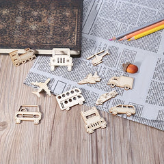 30pcs 45mm Car Aircraft Wood Chips for Scrapbooking Decoration DIY Accessories