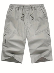 Classic Cargo Shorts Men's Casual Pocket Solid Waist Drawstring Cargo Shorts
