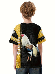 Rooster 3D Print Kids T shirt Boys Summer Lightweight Casual Top