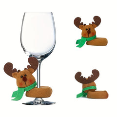 Christmas Wine Glass Ring Santa Claus Snowman Reindeer Christmas Wine Glass Deco