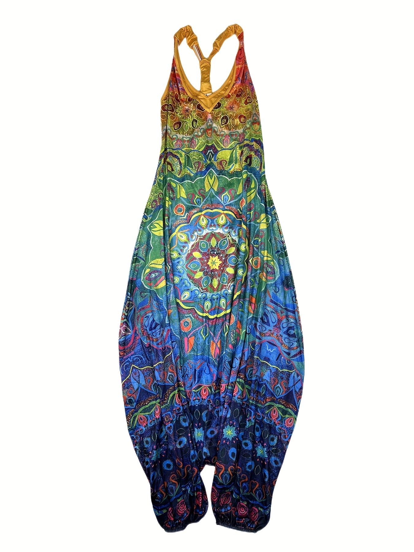 Floral Print V Neck Harem Jumpsuit Women's Clothing