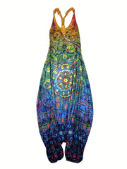 Floral Print V Neck Harem Jumpsuit Women's Clothing
