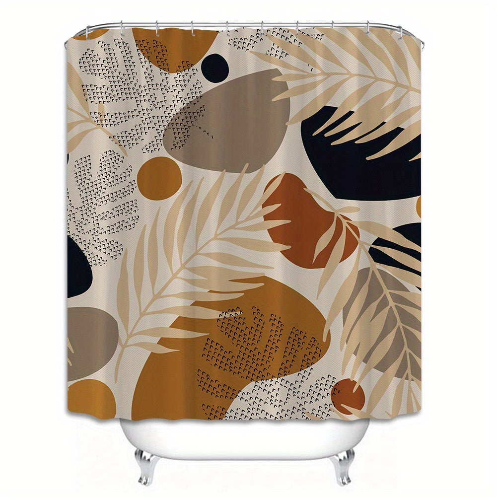 Geometric Leaf Shower Curtain Set with Hooks & Rug