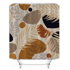 Geometric Leaf Shower Curtain Set with Hooks & Rug