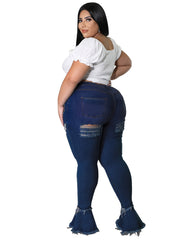 Criss Cross Ripped Flared Jeans High Rise Sexy Jeans