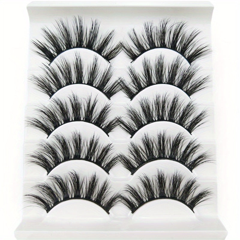 5 Pairs 3D Natural Curling False Eyelashes Reusable Soft Wispy Lashes