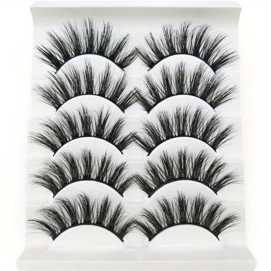 5 Pairs 3D Natural Curling False Eyelashes Reusable Soft Wispy Lashes