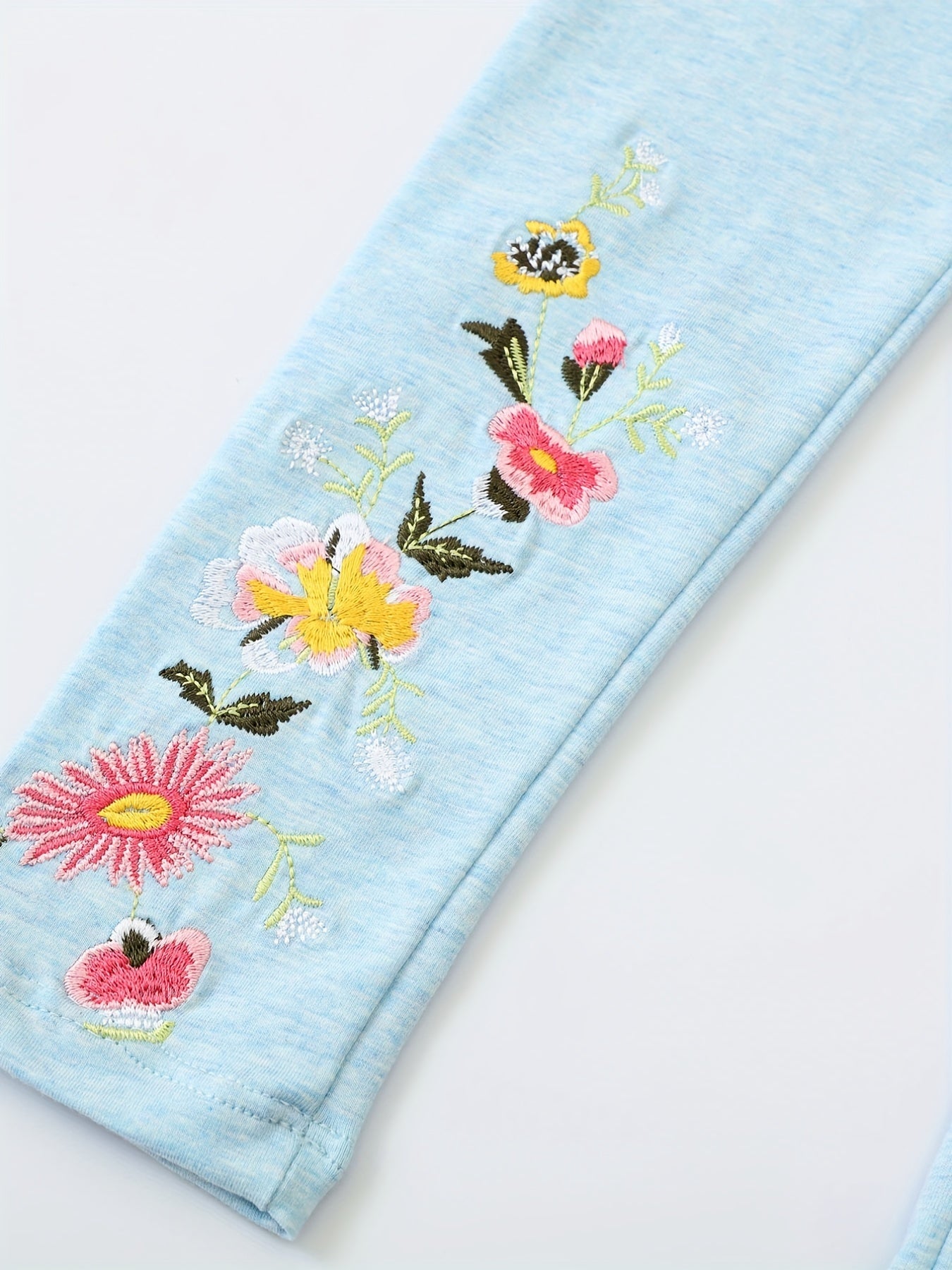 Girls Knitted Flower Leggings Soft Cotton Spring Autumn Trousers