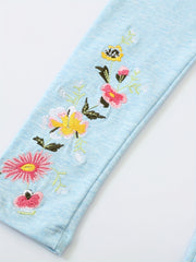 Girls Knitted Flower Leggings Soft Cotton Spring Autumn Trousers