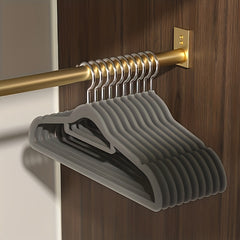 5pcs Velvet Clothes Hangers - Non-slip Design for Air Drying Wet