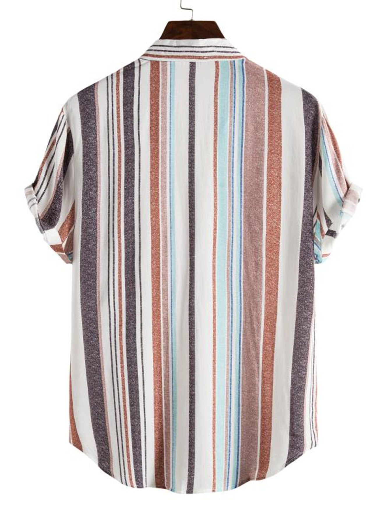 Men's Striped Print Casual Short Sleeve Shirt