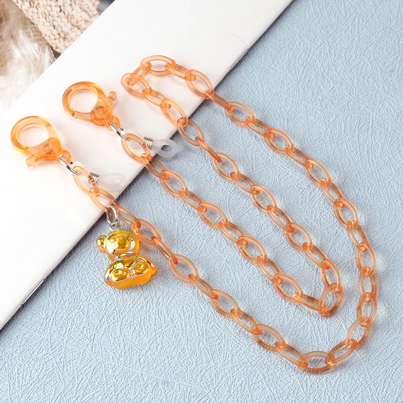 Adjustable Glasses Cord Acrylic Chain Bear Charm Anti Slip Accessory