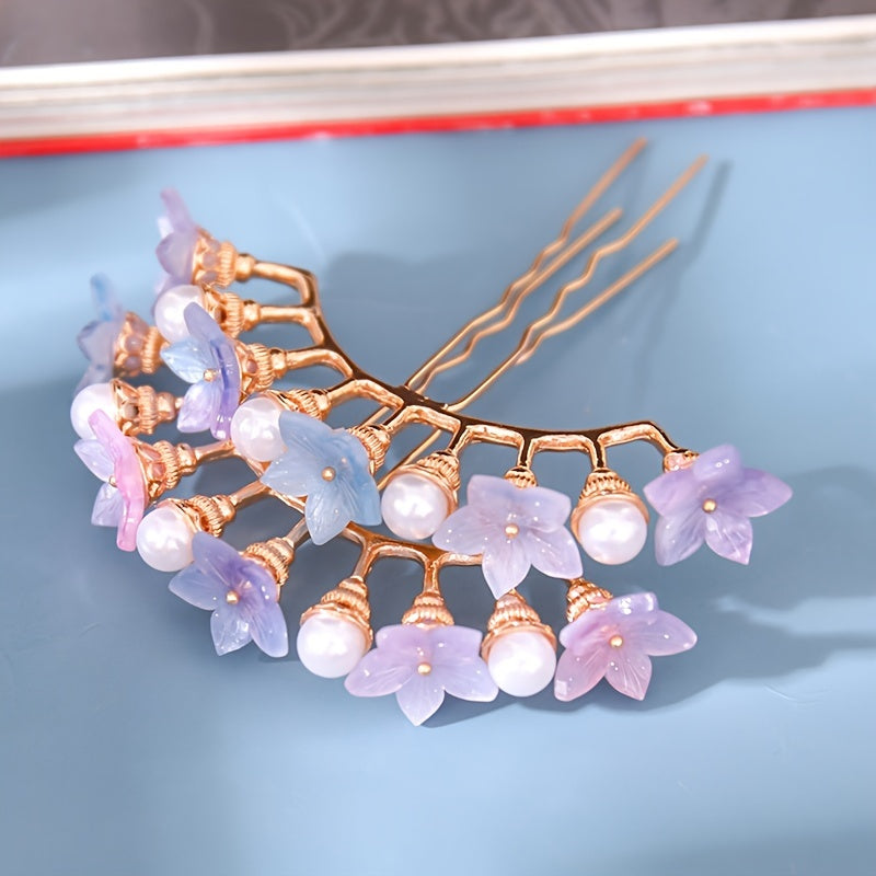 Antique Style Flower Juda Pin Alloy Pearl Hairpin for Women Girls