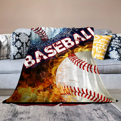 Baseball Pattern Throw Blanket Soft Fluffy Blanket for Couch Bed Home Decor