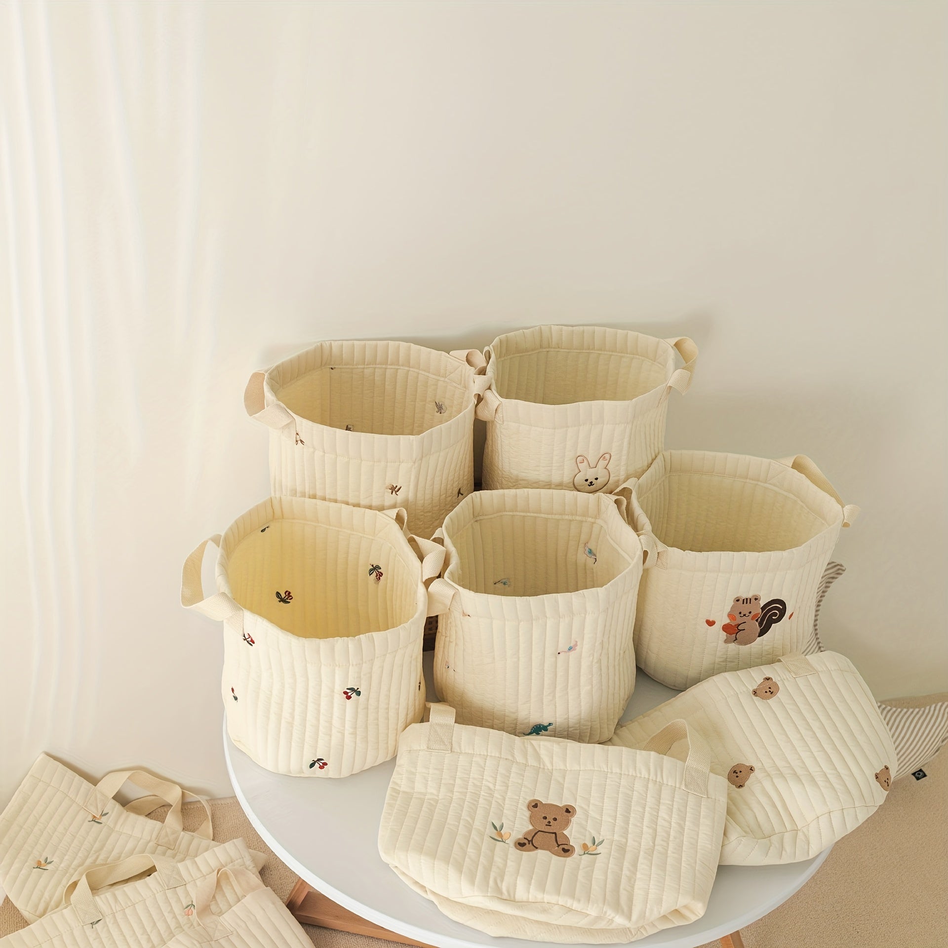 Stylish Embroidered Cotton Storage Basket