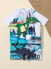 Cute Dino Print Swimsuit for Kids