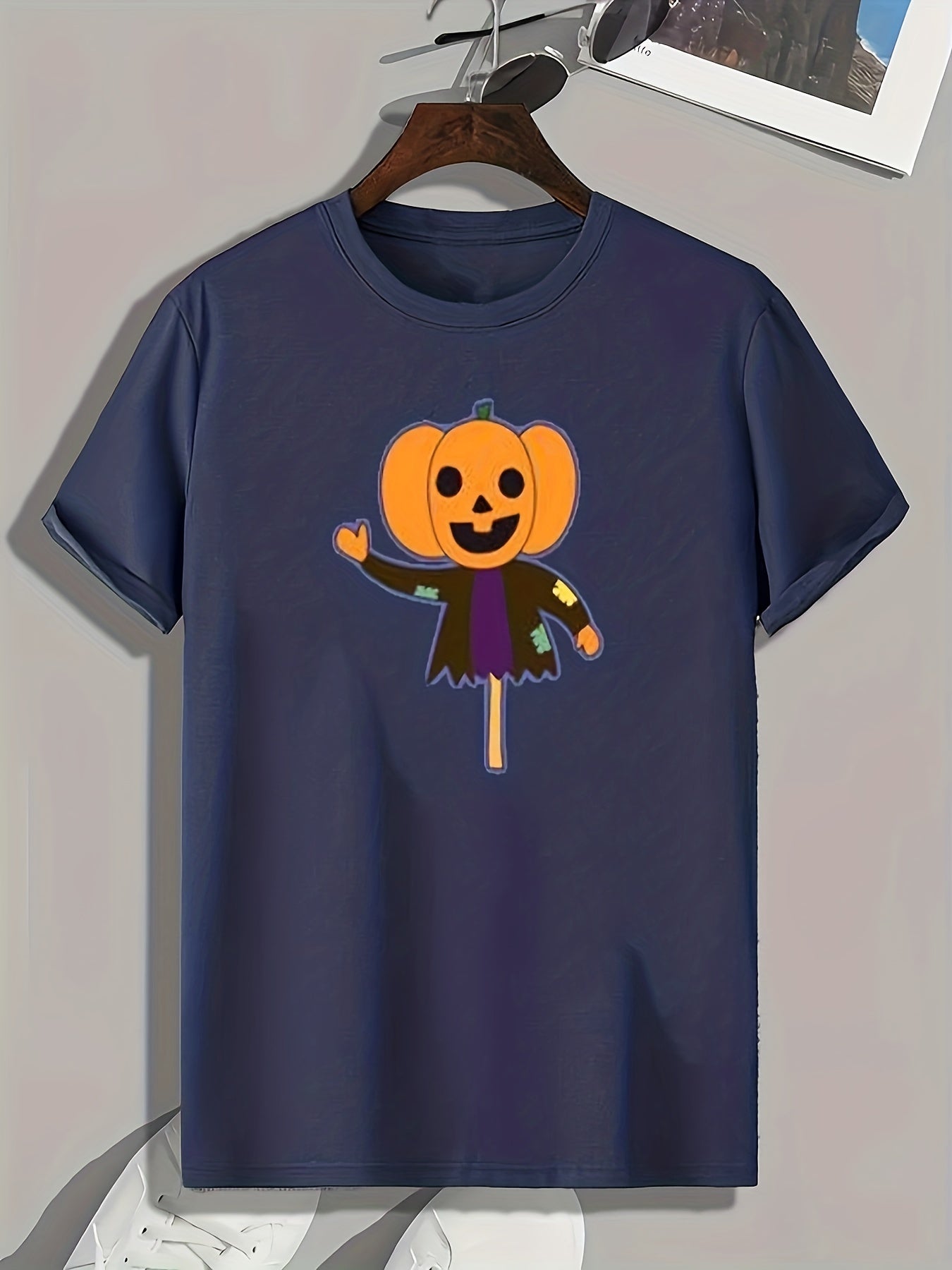 Halloween Pumpkin Print Men's Graphic T shirt Casual Comfy Tees