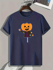 Halloween Pumpkin Print Men's Graphic T shirt Casual Comfy Tees