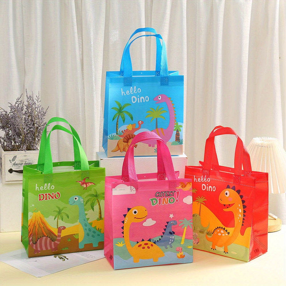 12pcs Dinosaur Gift Bags Dino Party Favor Bags Non Woven Treat Bags
