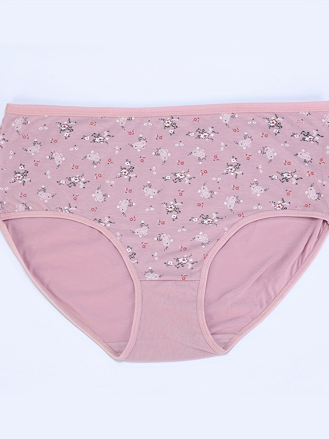 4 Pack Plus Size Panties Set Women's Plus Floral Print High Waist Soft