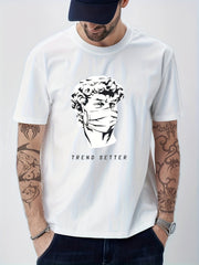 Cotton David Mask Print Men's Graphic Tee Casual Comfy Tshirt