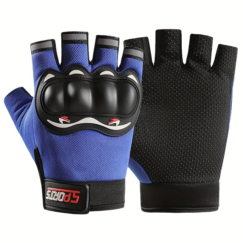 Unisex Fingerless Gloves with Knuckle Protection for Motorcycle Bike