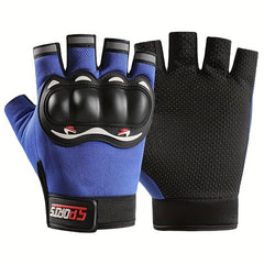 Unisex Fingerless Gloves with Knuckle Protection for Motorcycle Bike