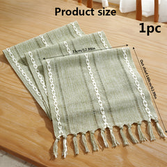 Hand Woven Tassel Table Runner for Dining Room & Kitchen