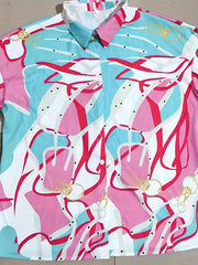 Colorblock Chain Print Blouse