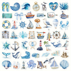 Marine & Sailing Vinyl Stickers Set 50 Pcs for Laptops, Bikes, Water Bottles