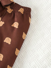 Cartoon Print Baby Boy Pajama Set Long Sleeve Top Pants Loungewear