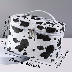 Cow Print Makeup Bag with Zipper Closure