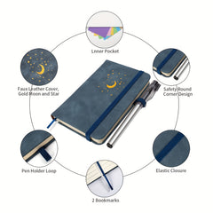 Pocket Notebook Journals 2 Pack 9 X 14 100gsm 156 Pages Moon And Stars