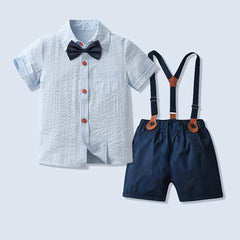 Baby Boys Gentleman Suit Shirt w/ Bowtie & Suspender