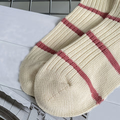 Striped Crew Socks Comfortable Cotton Mid Tube Women's Stockings