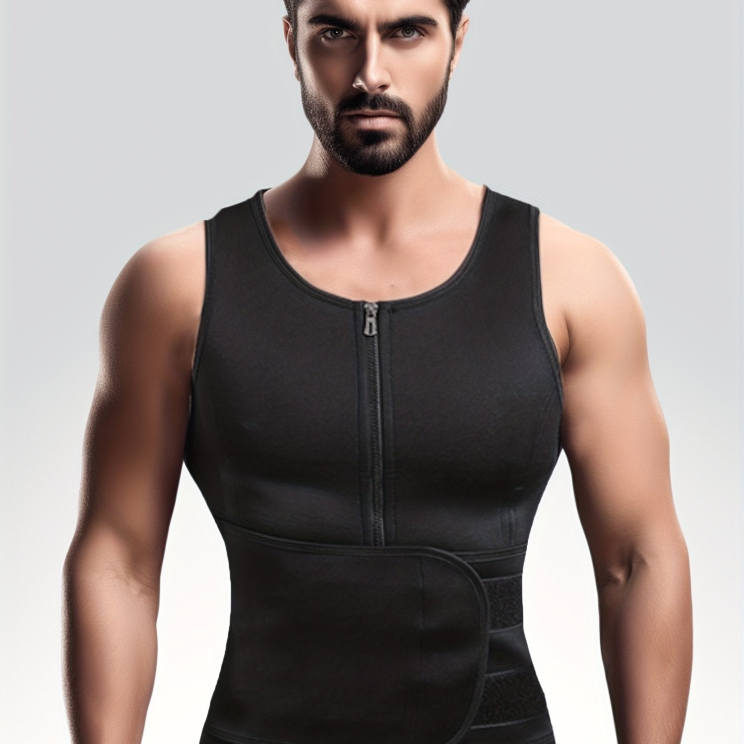 Men's Compression Sauna Vest with Waist Belts & Back Support