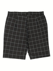 Men's Plaid Cotton Blend Shorts Casual Stretch Dress Shorts
