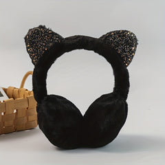 Sequined Cat Ear Shape Plush Earmuffs Winter Protection