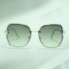 Oversized Butterfly Sunglasses with Rhinestone Decor