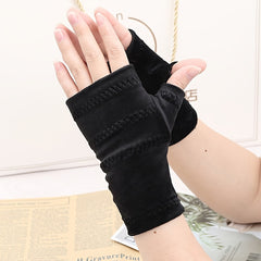 Winter Velvet Warm Half Finger Gloves For Men Women