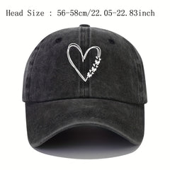 Butterfly Heart Print Baseball Cap Washed Distressed Adjustable Sports Sun Hats