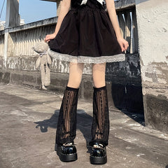 Floral Lace Leg Warmers Ruffle Knee High Socks Women's Stockings