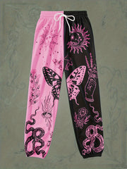 Colorblock Graffiti Print Jogger Trousers