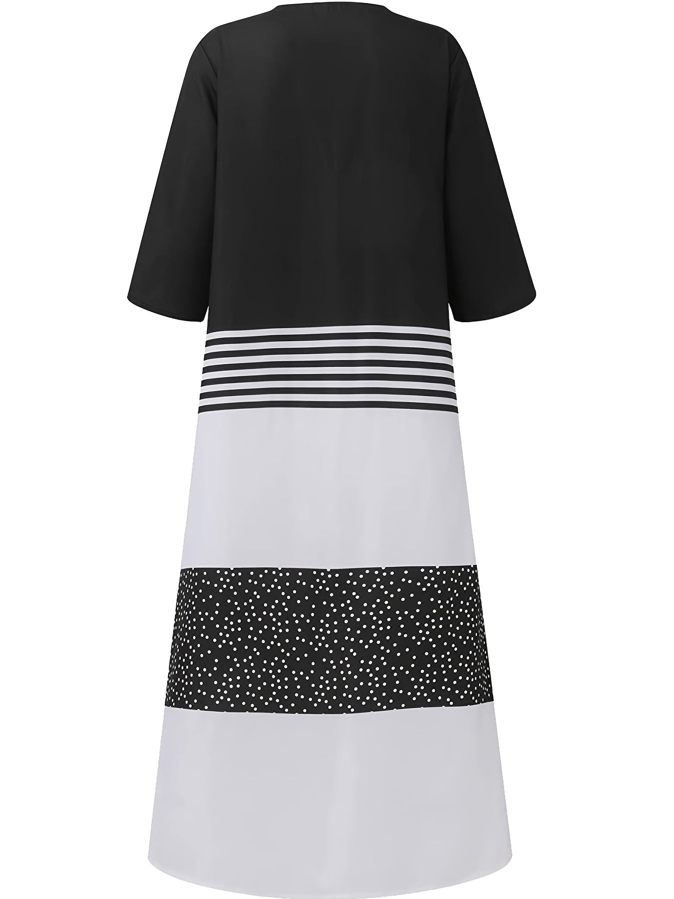 Colorblock Half Sleeve V Neck Maxi Shirt Dress